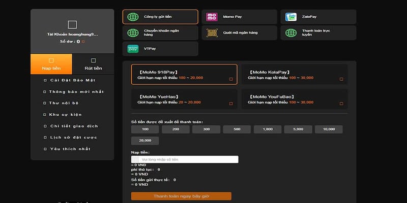 Nạp tiền 9bet cực đơn giản, chi tiết hướng dẫn hội viên